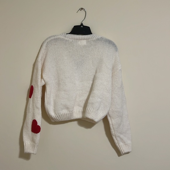 Luna Ivy Women Valentine sweater crop cardigan size S Red Hearts Vneck  NWT - Picture 6 of 12